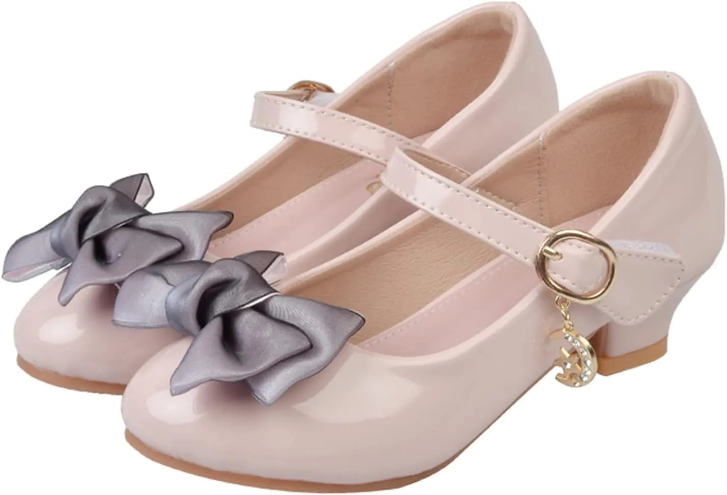 Girls Dress Mary Jane Bow Shoes for Girls with Low Heel Princess Flower Ballet Flat for Wedding School Party