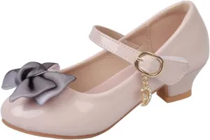 Girls Dress Mary Jane Bow Shoes for Girls with Low Heel Princess Flower Ballet Flat for Wedding School Party