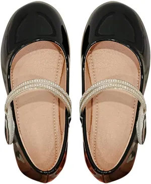 Girls Dress Shoes Patent Ballerina Flats Kids Toddler Girls Mary Jane Low Heels Shoes for Little Girl Dress up Shoes