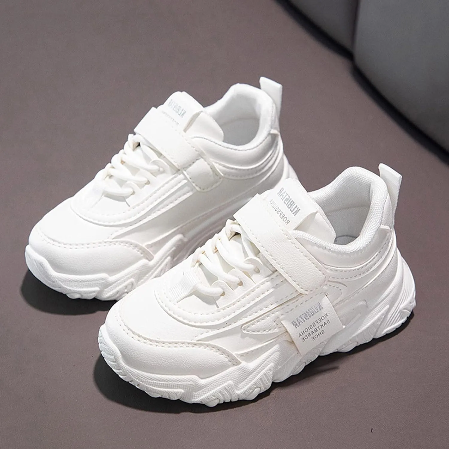 Girls Leather Sneakers Sole Non Slip Outdoor Running Workout Sport Shoes Kids Girls Strap Ankle Lightweight Sneakers