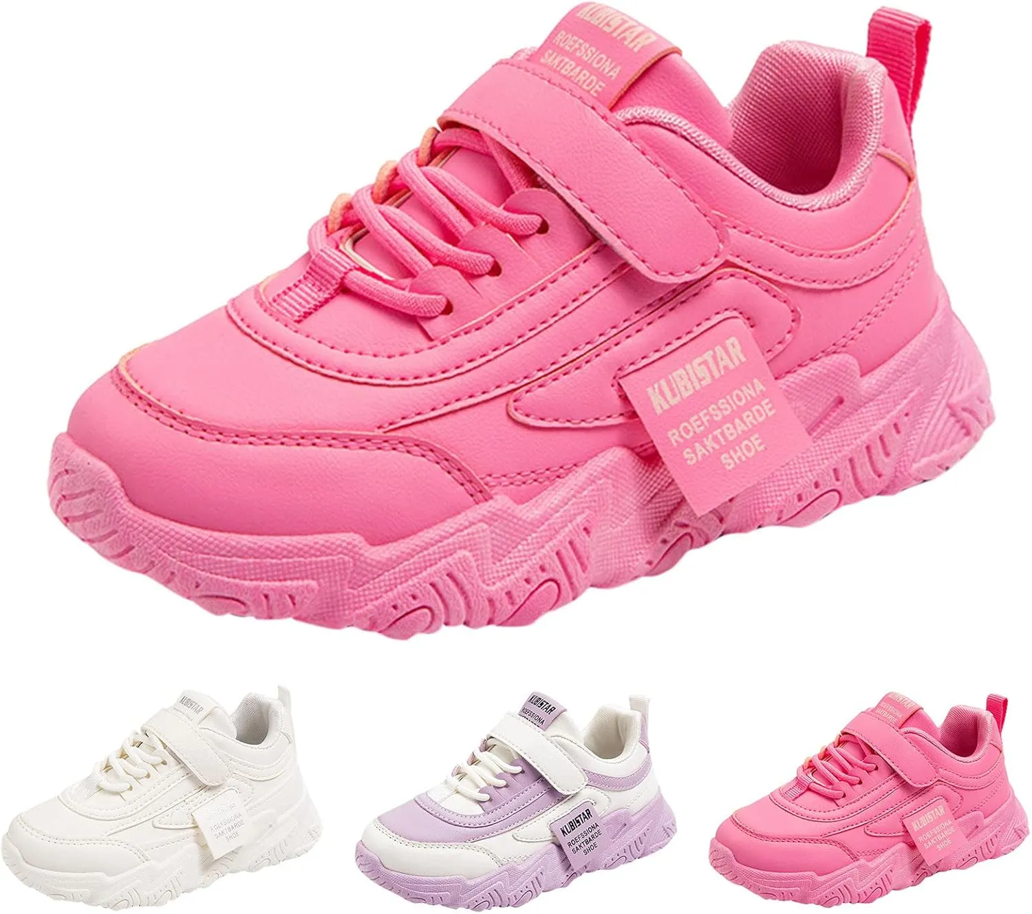 Girls Leather Sneakers Sole Non Slip Outdoor Running Workout Sport Shoes Kids Girls Strap Ankle Lightweight Sneakers