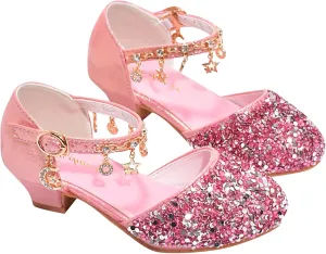 Girls Low Heeled Dress Shoes Rhinestone Bows Low Heel Princess Flower Wedding Party for Toddler Baby Flip Flops