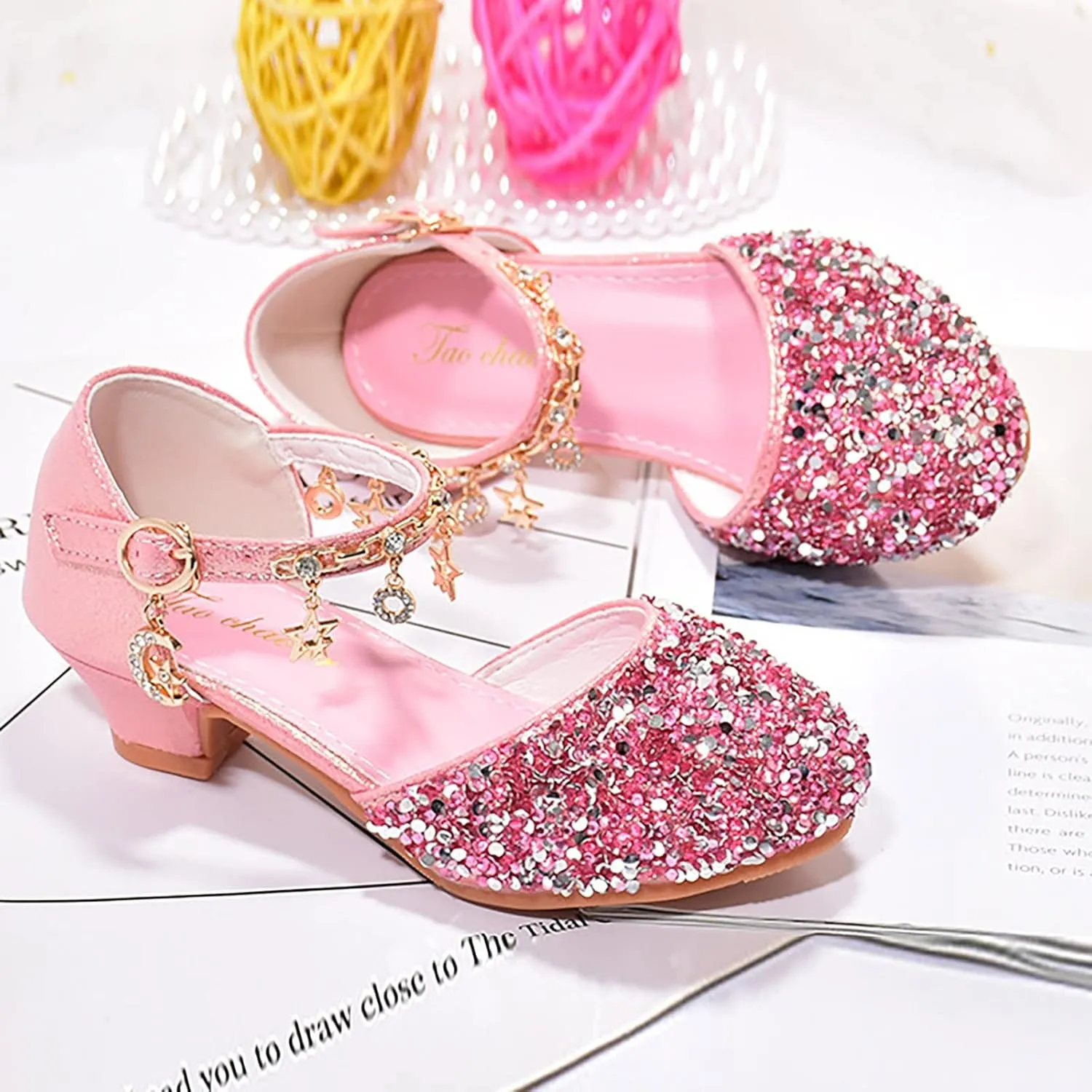 Girls Low Heeled Dress Shoes Rhinestone Bows Low Heel Princess Flower Wedding Party for Toddler Baby Flip Flops
