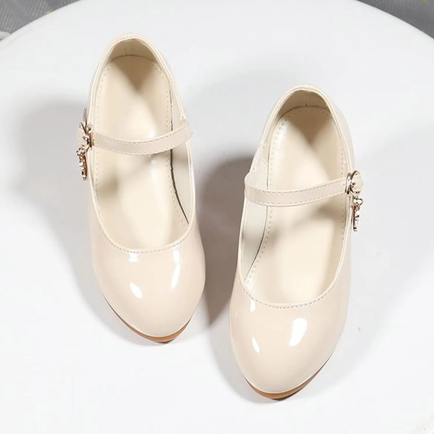 Girls Low Heels Dress Shoes with Ankle Strap Mary Jane Princess School Wedding Pary Pump Shoes for Toddler Kid