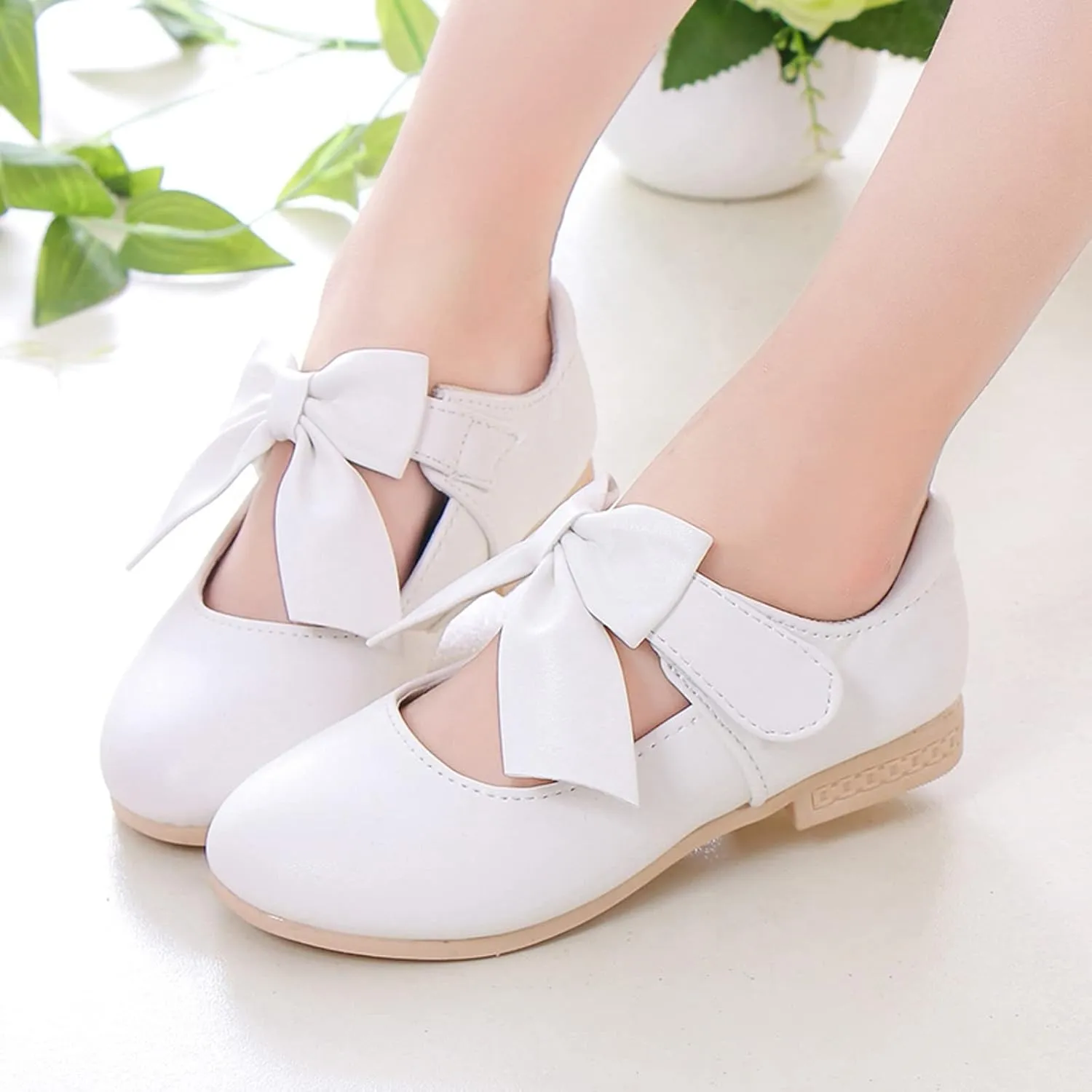 Girls Mary Jane Dress Shoes Bows Flower Girl Wedding Church Shoes Low Heels Toddler Little Kids Pump Shoes