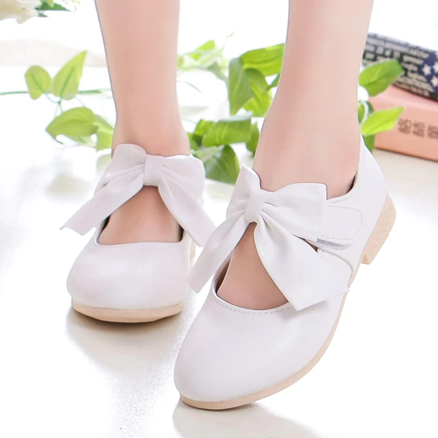 Girls Mary Jane Dress Shoes Bows Flower Girl Wedding Church Shoes Low Heels Toddler Little Kids Pump Shoes