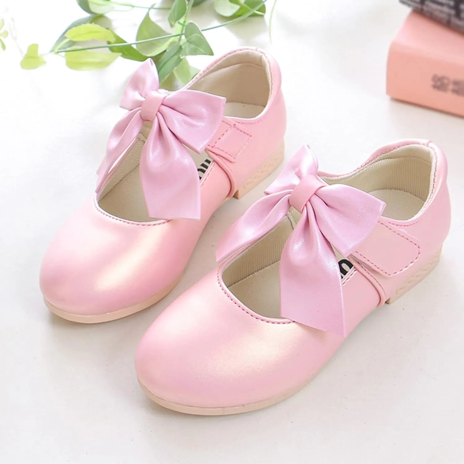 Girls Mary Jane Dress Shoes Bows Flower Girl Wedding Church Shoes Low Heels Toddler Little Kids Pump Shoes