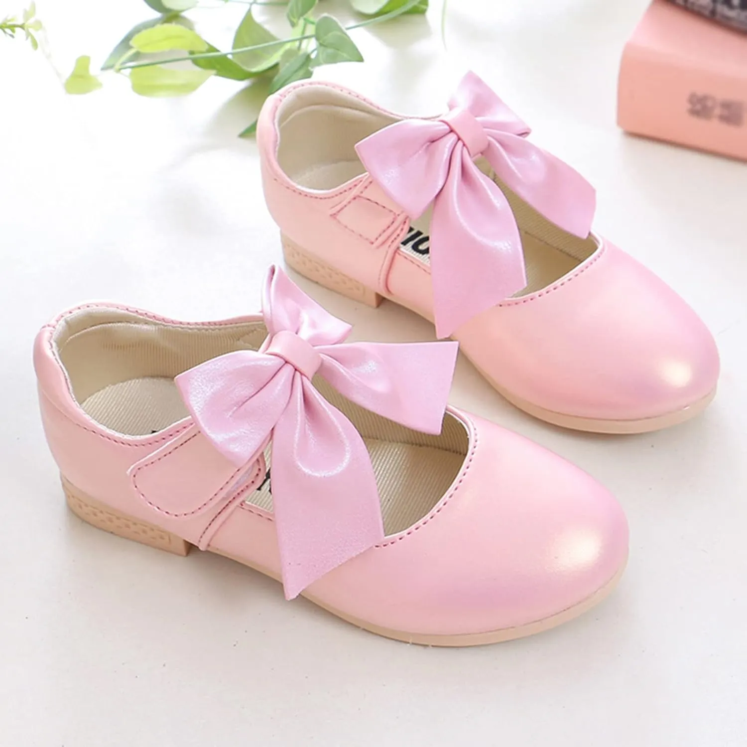 Girls Mary Jane Dress Shoes Bows Flower Girl Wedding Church Shoes Low Heels Toddler Little Kids Pump Shoes