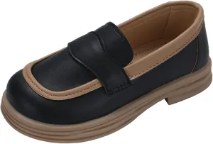 Girls PU Leather Loafers Mary Jane Oxford Shoes Chunky Heel Flat Toddler Uniform Platform for School Part Wedding