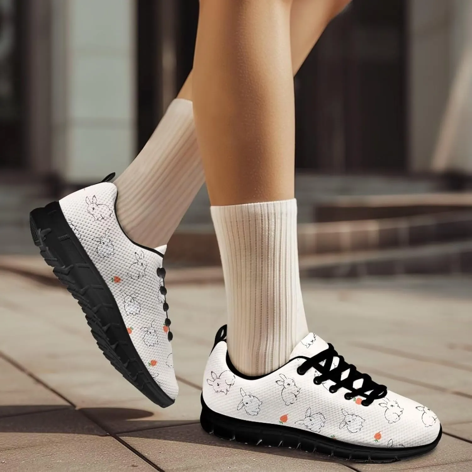 GOSTONG Sneakers for Women Breathable Cool Mesh Upper Soft Sole Non Slip Casual Outdoor Athletic Running Shoes Black US 5-12