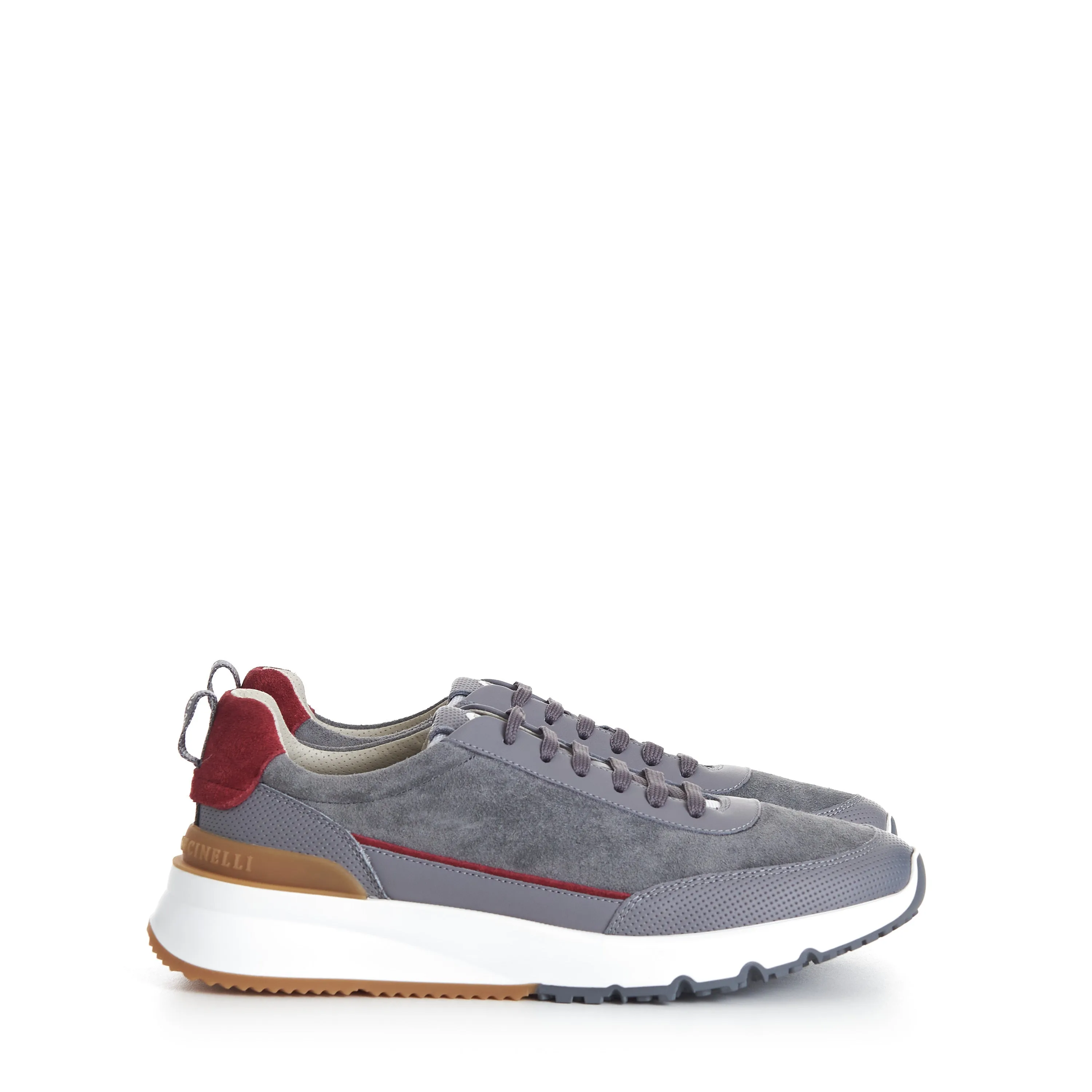 Gray Low Top Runners Sneakers - Lace Up, Suede
