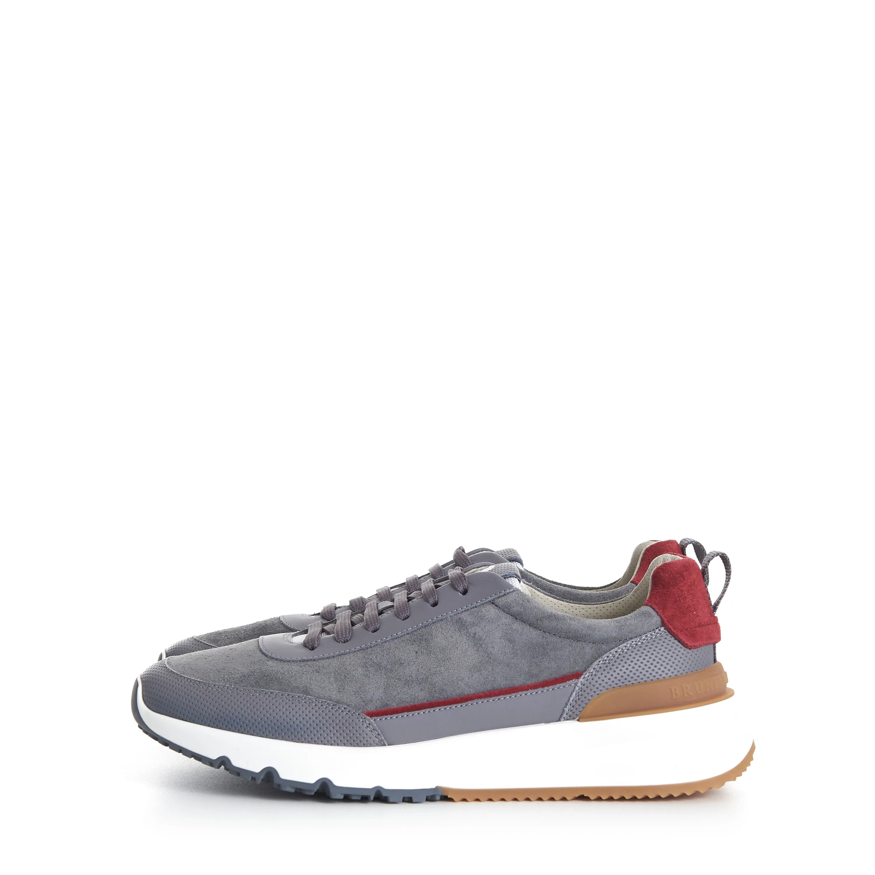 Gray Low Top Runners Sneakers - Lace Up, Suede