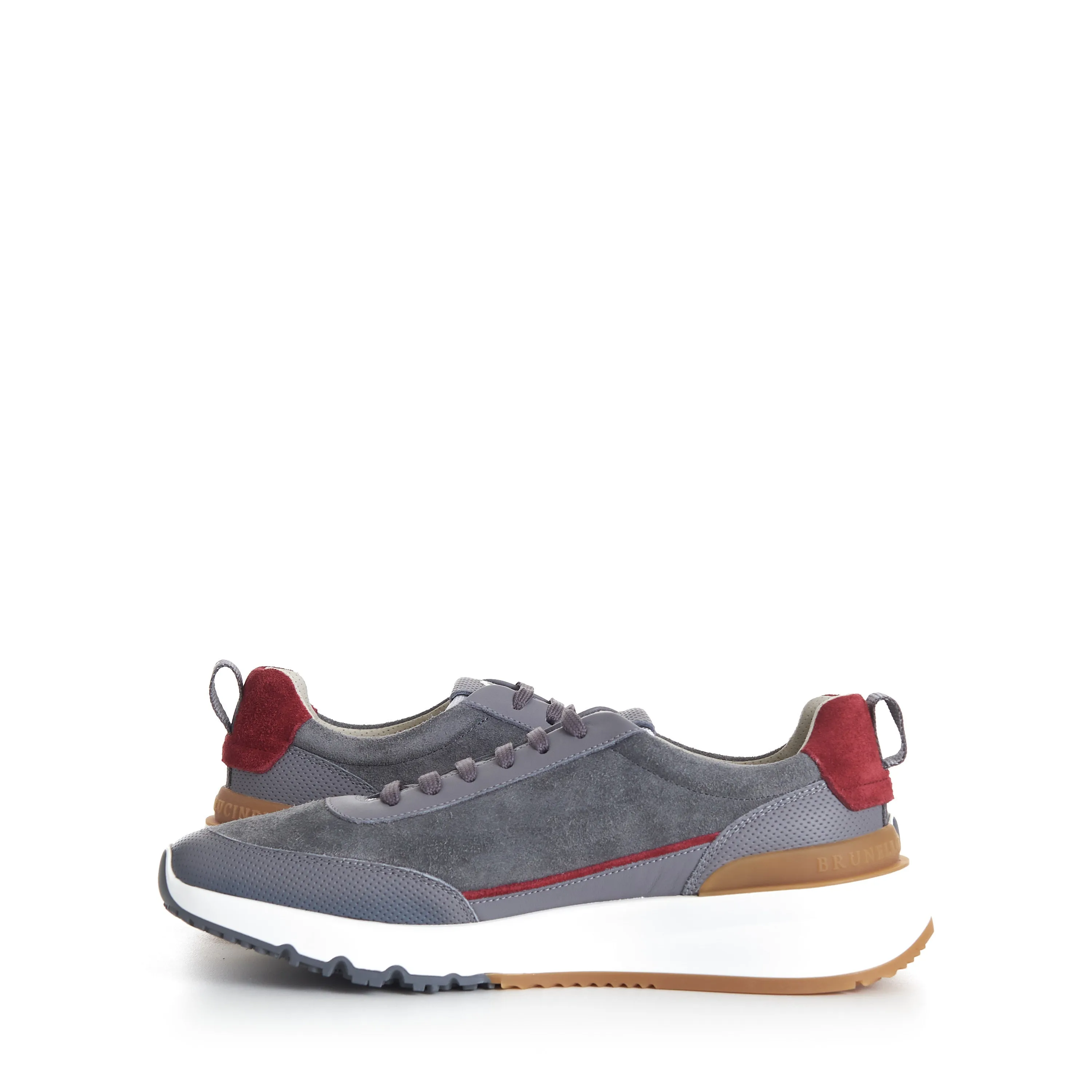 Gray Low Top Runners Sneakers - Lace Up, Suede