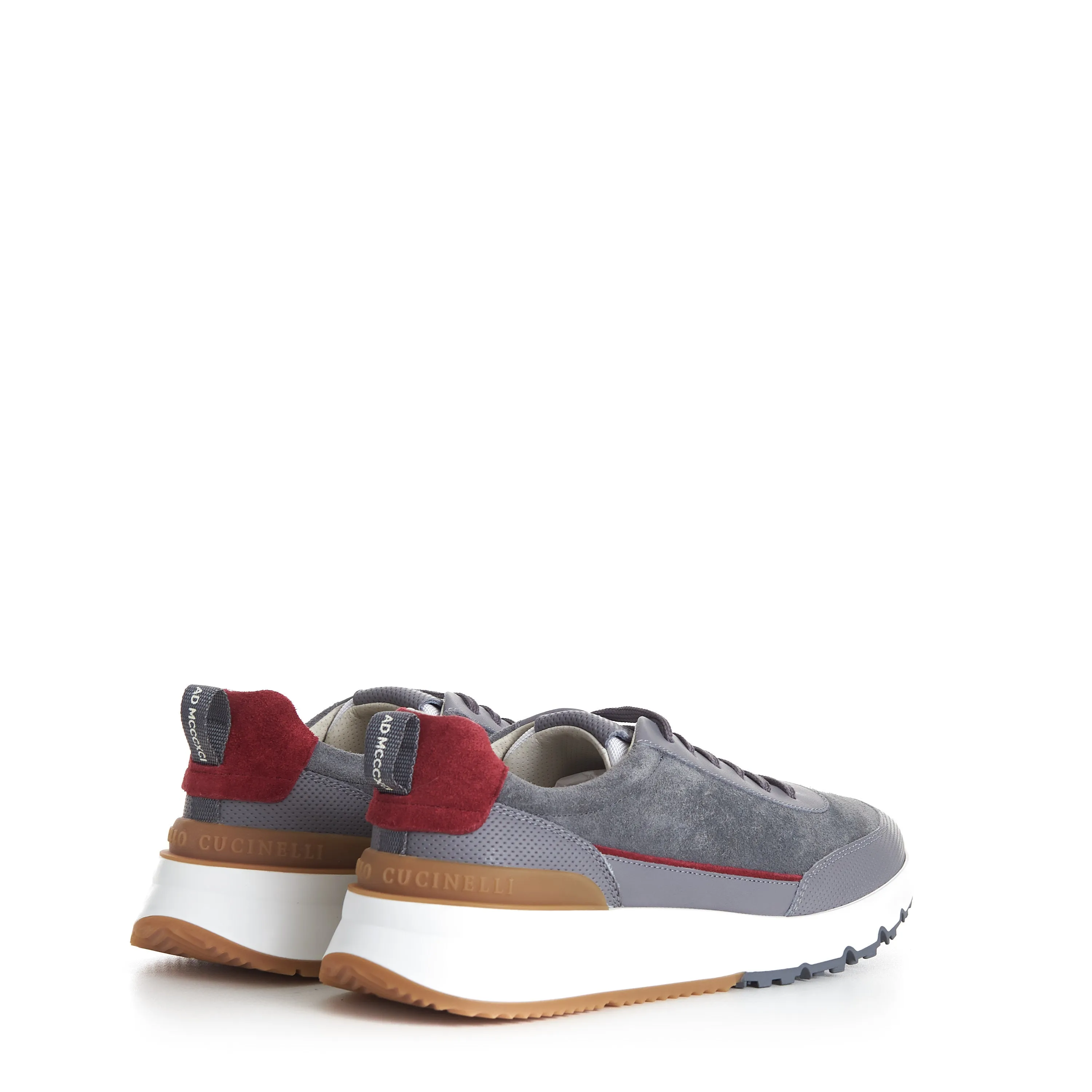 Gray Low Top Runners Sneakers - Lace Up, Suede