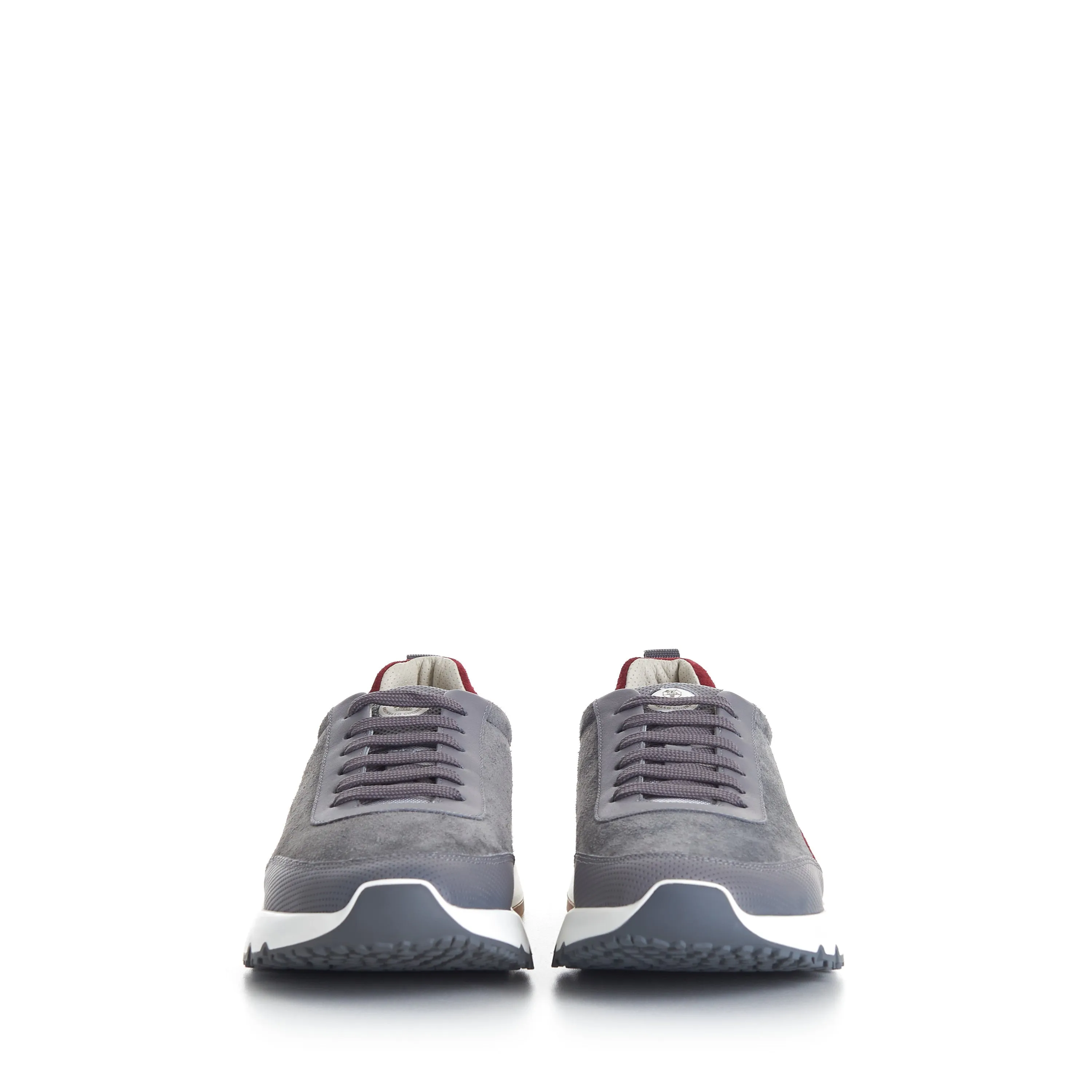 Gray Low Top Runners Sneakers - Lace Up, Suede