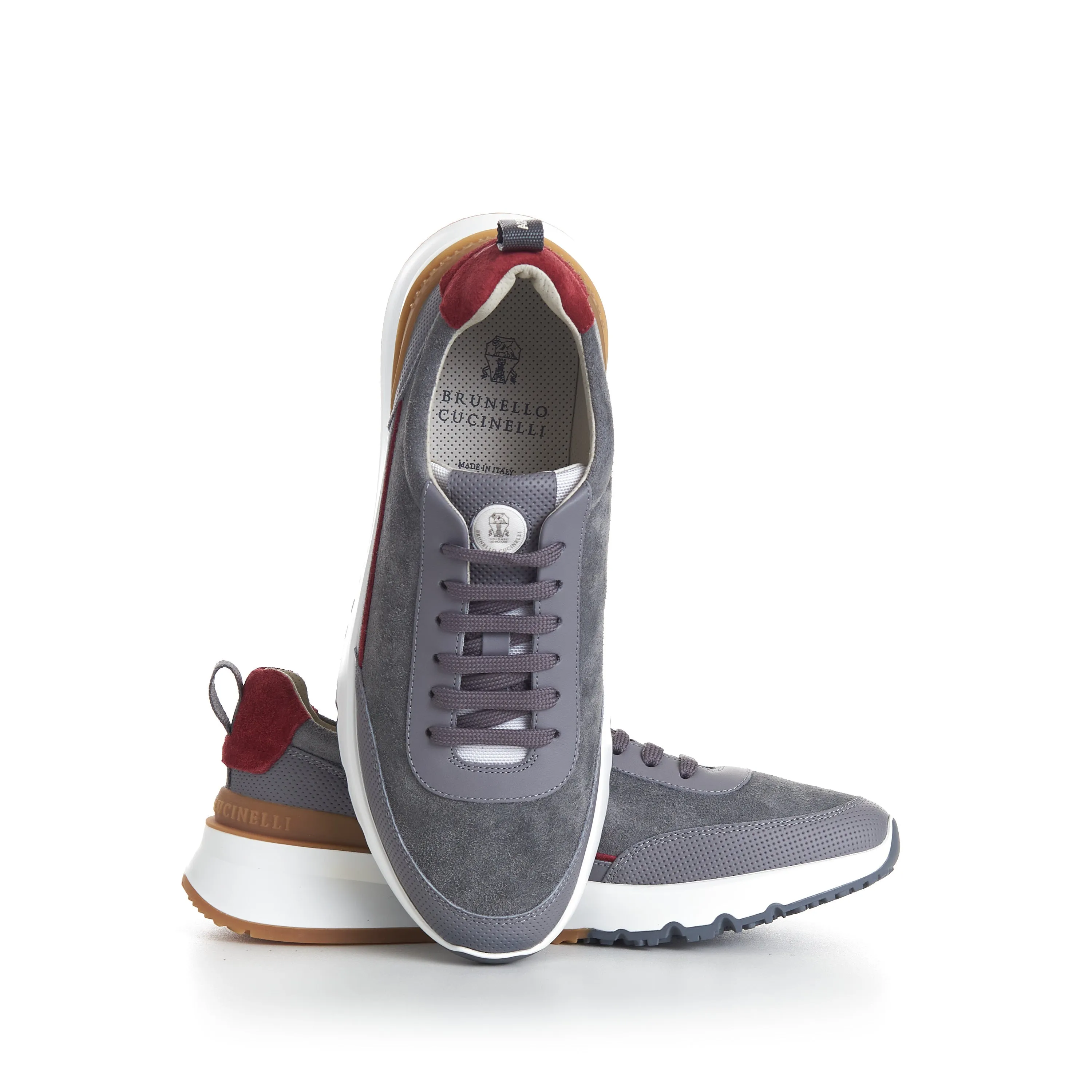 Gray Low Top Runners Sneakers - Lace Up, Suede