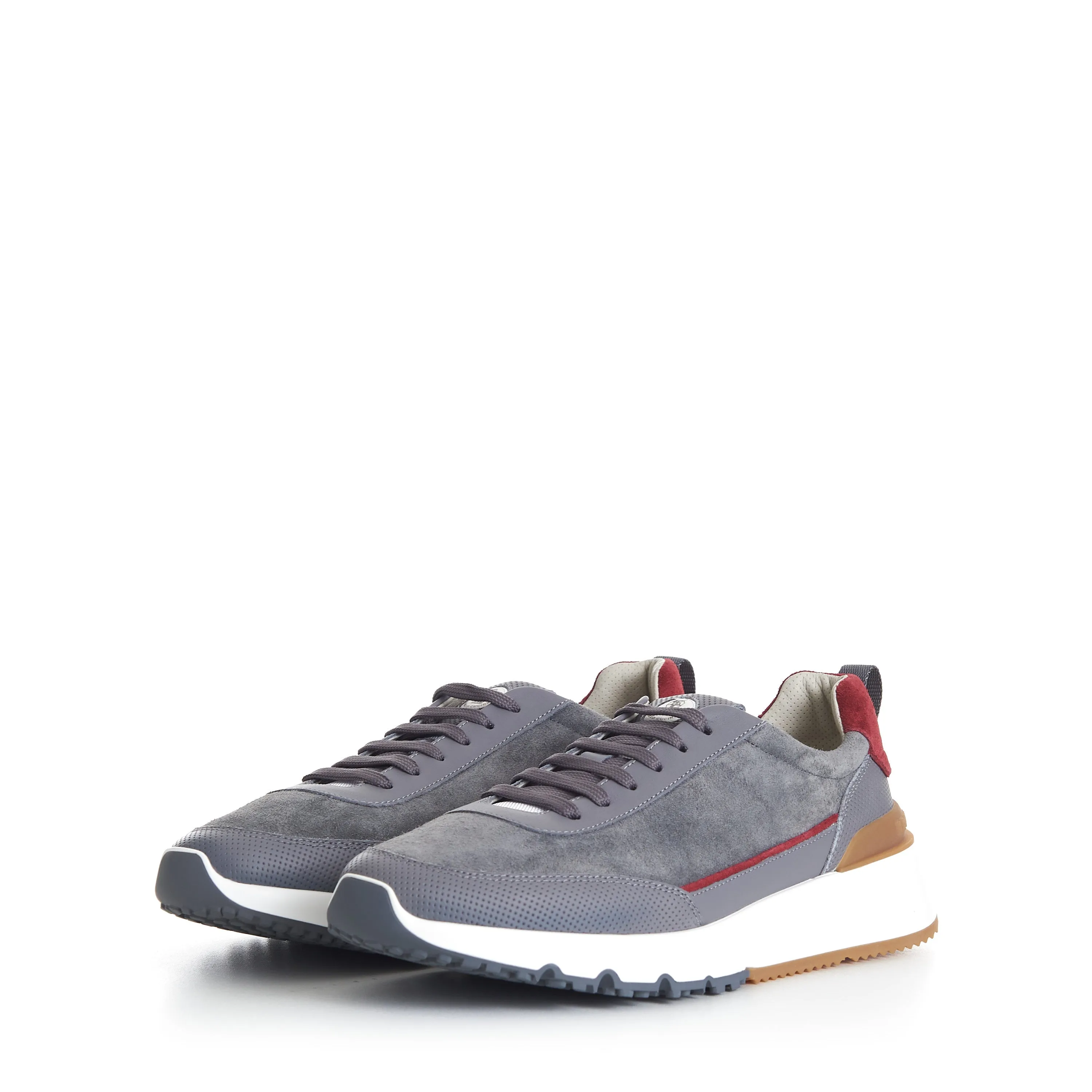 Gray Low Top Runners Sneakers - Lace Up, Suede