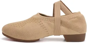 HIPPOSEUS Women Standard Practice Social Dance Shoes Beginner 1" Heel Ballroom Ballet Dance Training Shoes