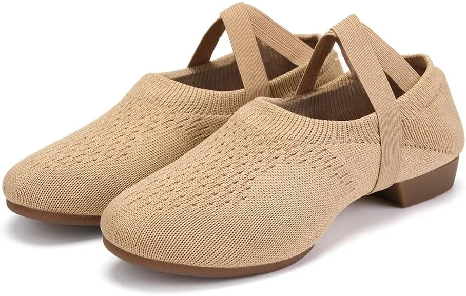HIPPOSEUS Women Standard Practice Social Dance Shoes Beginner 1" Heel Ballroom Ballet Dance Training Shoes