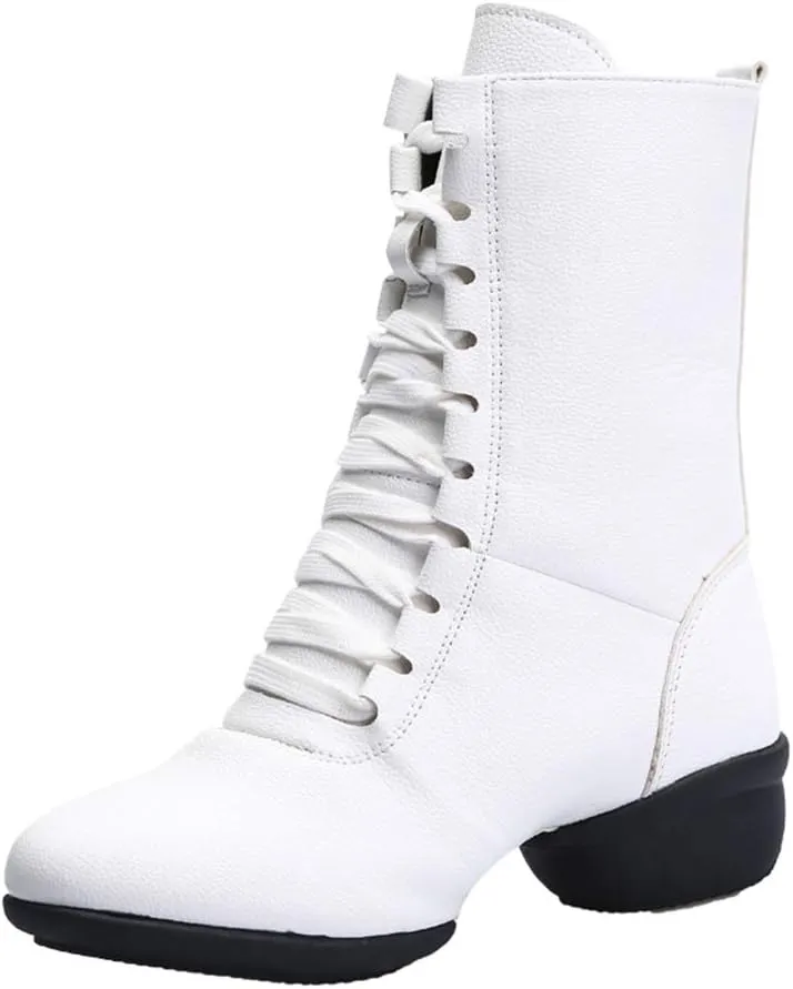 HIPPOSEUS Women's High Top Breathable Soft Modern Dance Shoes Jazz Boots Dance Sneakers with Split Sole