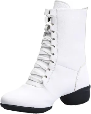 HIPPOSEUS Women's High Top Breathable Soft Modern Dance Shoes Jazz Boots Dance Sneakers with Split Sole