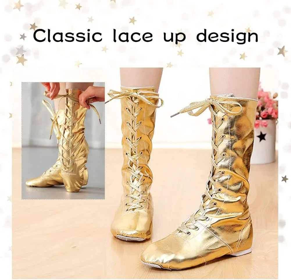 HIPPOSEUS Women's Jazz Shoes Split Sole Ballet Training High Top Dance Boots for Men