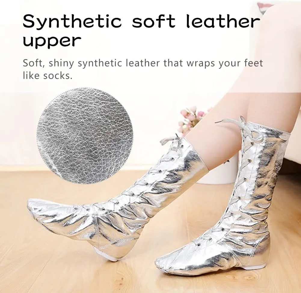 HIPPOSEUS Women's Jazz Shoes Split Sole Ballet Training High Top Dance Boots for Men