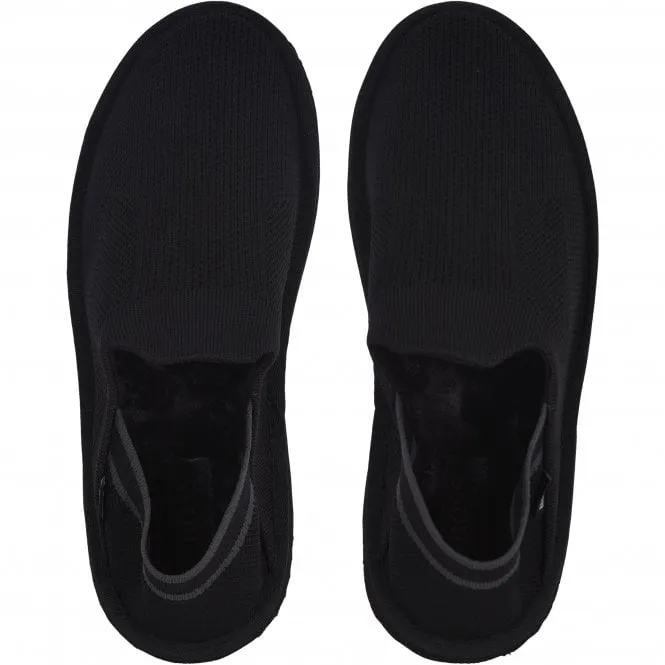 Home Slipper Loafers w/ faux fur lining, Black