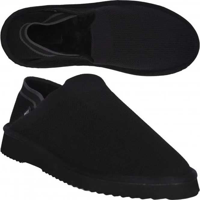 Home Slipper Loafers w/ faux fur lining, Black