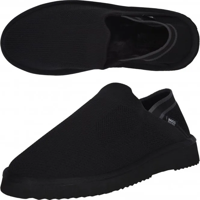 Home Slipper Loafers w/ faux fur lining, Black