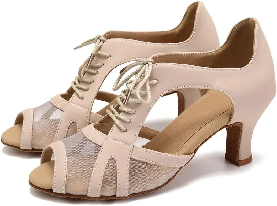 HROYL Women Latin Dance Shoes Salsa Practice Wedding Party Performence Ballroom Dance Shoes,Model L561/087
