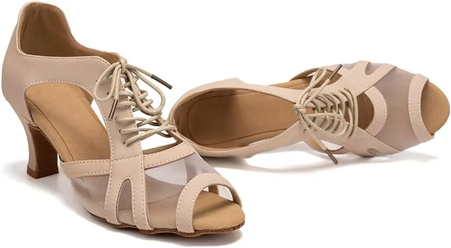 HROYL Women Latin Dance Shoes Salsa Practice Wedding Party Performence Ballroom Dance Shoes,Model L561/087