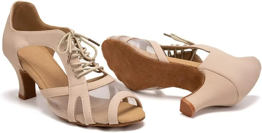 HROYL Women Latin Dance Shoes Salsa Practice Wedding Party Performence Ballroom Dance Shoes,Model L561/087