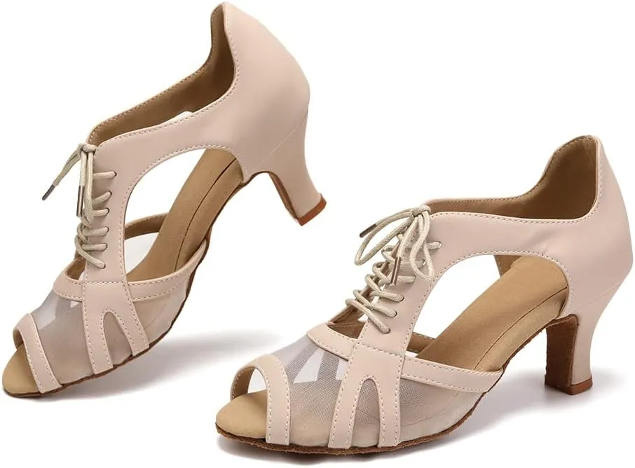 HROYL Women Latin Dance Shoes Salsa Practice Wedding Party Performence Ballroom Dance Shoes,Model L561/087