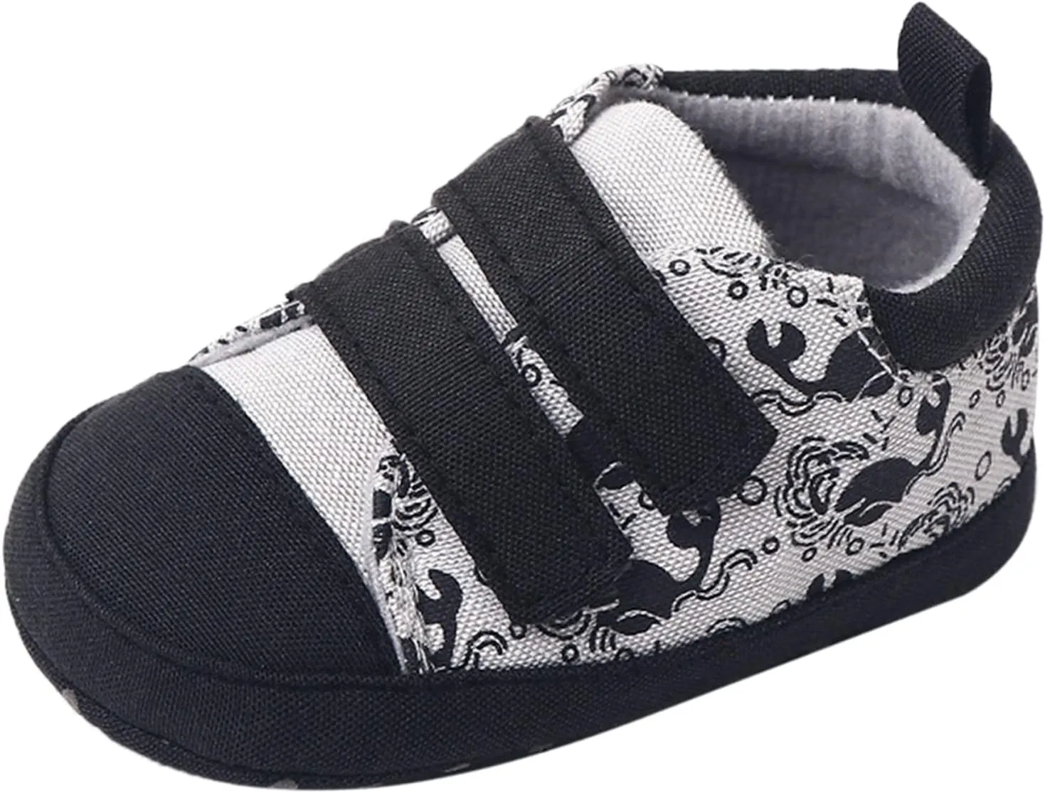 Infant Toddler Canvas Prewalker Flat Bottom Lightweight Walking Shoes Boys Girls Double Strap Sports Sneakers