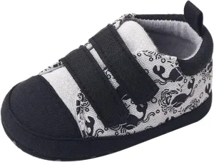 Infant Toddler Canvas Prewalker Flat Bottom Lightweight Walking Shoes Boys Girls Double Strap Sports Sneakers