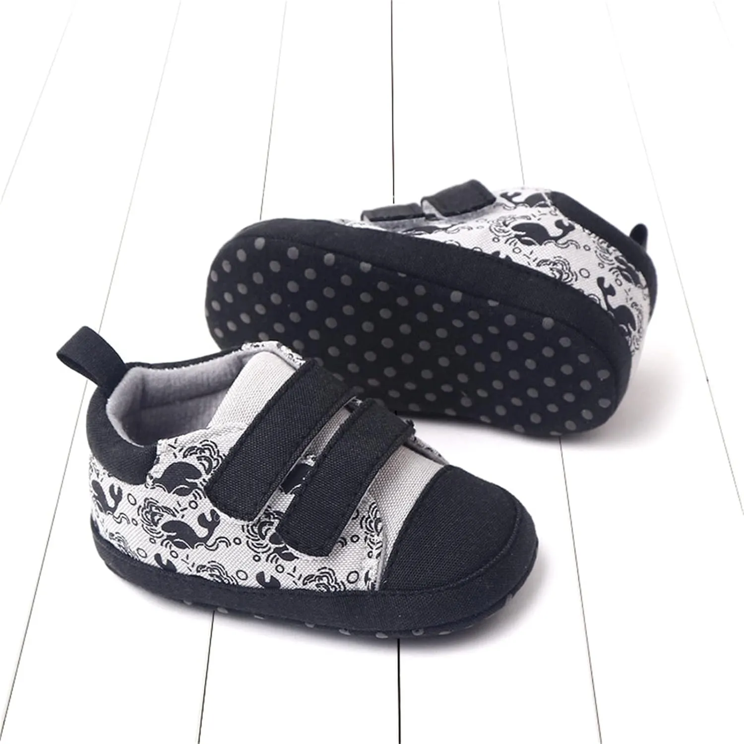 Infant Toddler Canvas Prewalker Flat Bottom Lightweight Walking Shoes Boys Girls Double Strap Sports Sneakers
