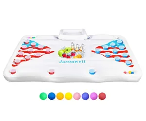 Jasonwell Beer Pong Pool Float - Inflatable Floating Beer Pong Table Party Pool Lounge Raft for Adults with Cooler White 6 Feet