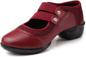 JUODVMP Women's Jazz Dance Sneakers Air Cushion Fitness Modern Dance Shoes Breathable Lightweight Athletic Walking Shoes