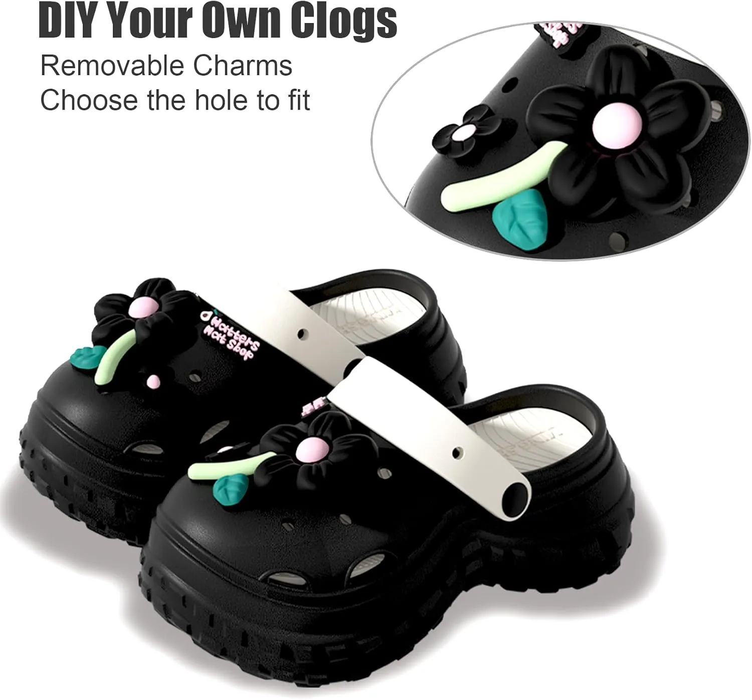 KELMALL Platform Clogs for Women, Garden High Heels Mules Slip On Comfort Walking Shoes, Waterproof for Summer