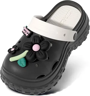 KELMALL Platform Clogs for Women, Garden High Heels Mules Slip On Comfort Walking Shoes, Waterproof for Summer