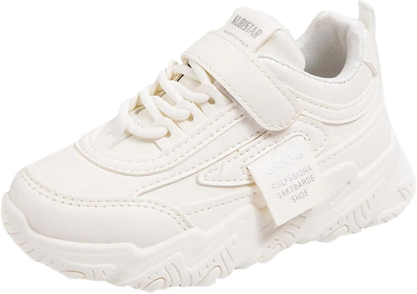 Kids Girl Fashion Sneaker Athletic Running Shoe Low Top Leather Casual Running Tennis Sneaker Walking Shoes (White, 11.5 Little Child)