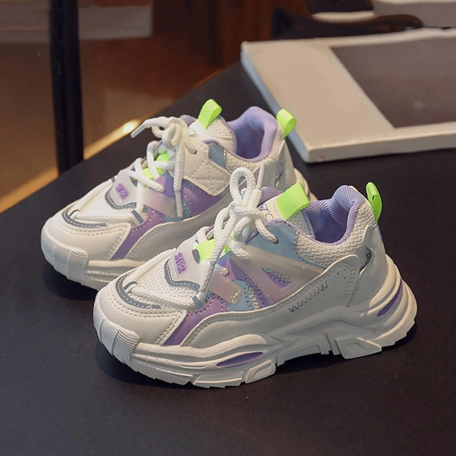 Kids Shoes Fashion Children Sports Shoes Boys and Girls Round Toe Thick Low Top Tied Shoes for Toddlers