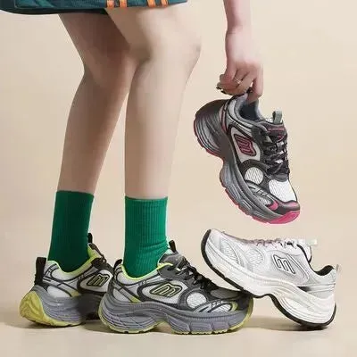 Letter Lace-Up Round Toe Athletic Shoes