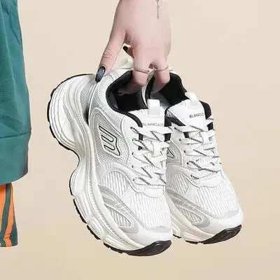 Letter Lace-Up Round Toe Athletic Shoes