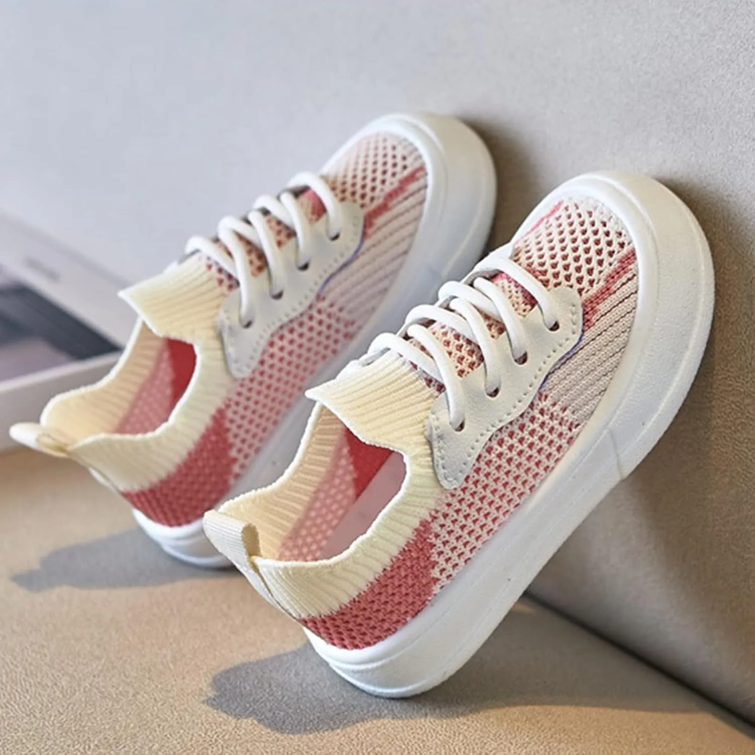 Little Boys Girls Lightweight Sports Shoes Mesh Breathable Soft Flat Bottom Casual Slip On Tennis Shoes for Kids