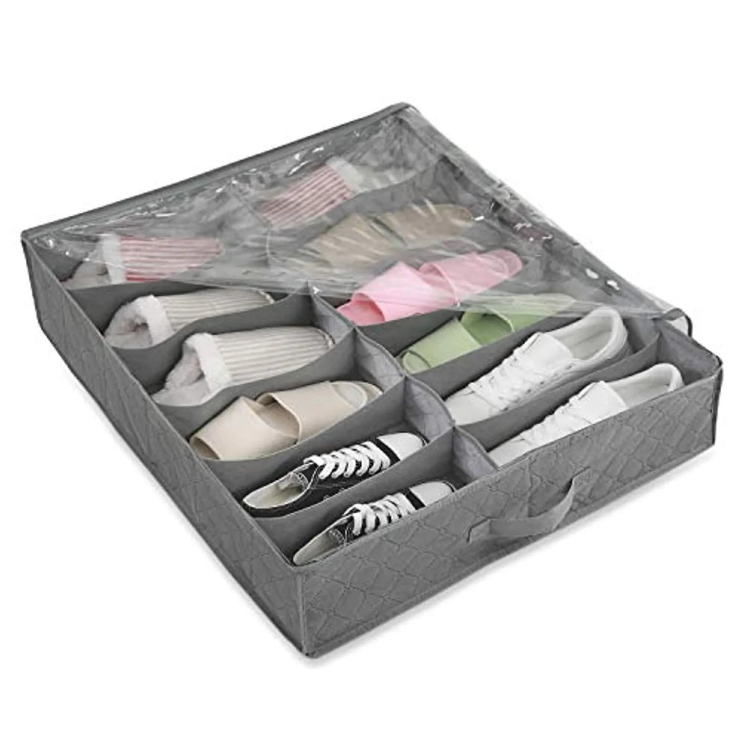 Magicfly Bed Organizer Bag Underbed Shoes Closet Storage Solution with Clear Plastic Zippered Cover 12 Cell for Kids/Women