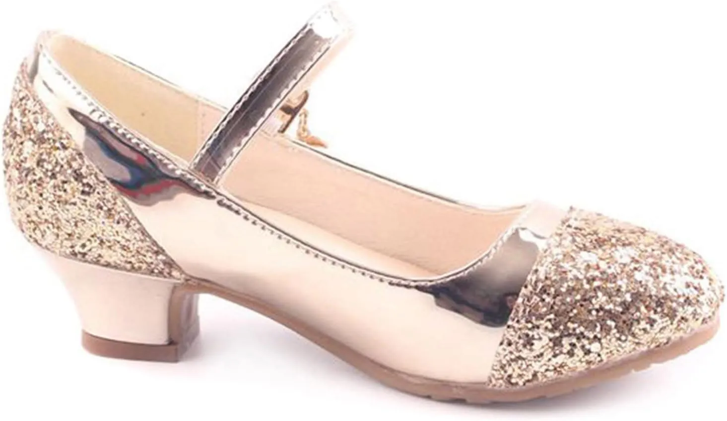 Mary Jane Shoes with Low Heel hinestones Princess Flower Girls Wedding Flat Dress Shoes for Little Kid/Big Kid