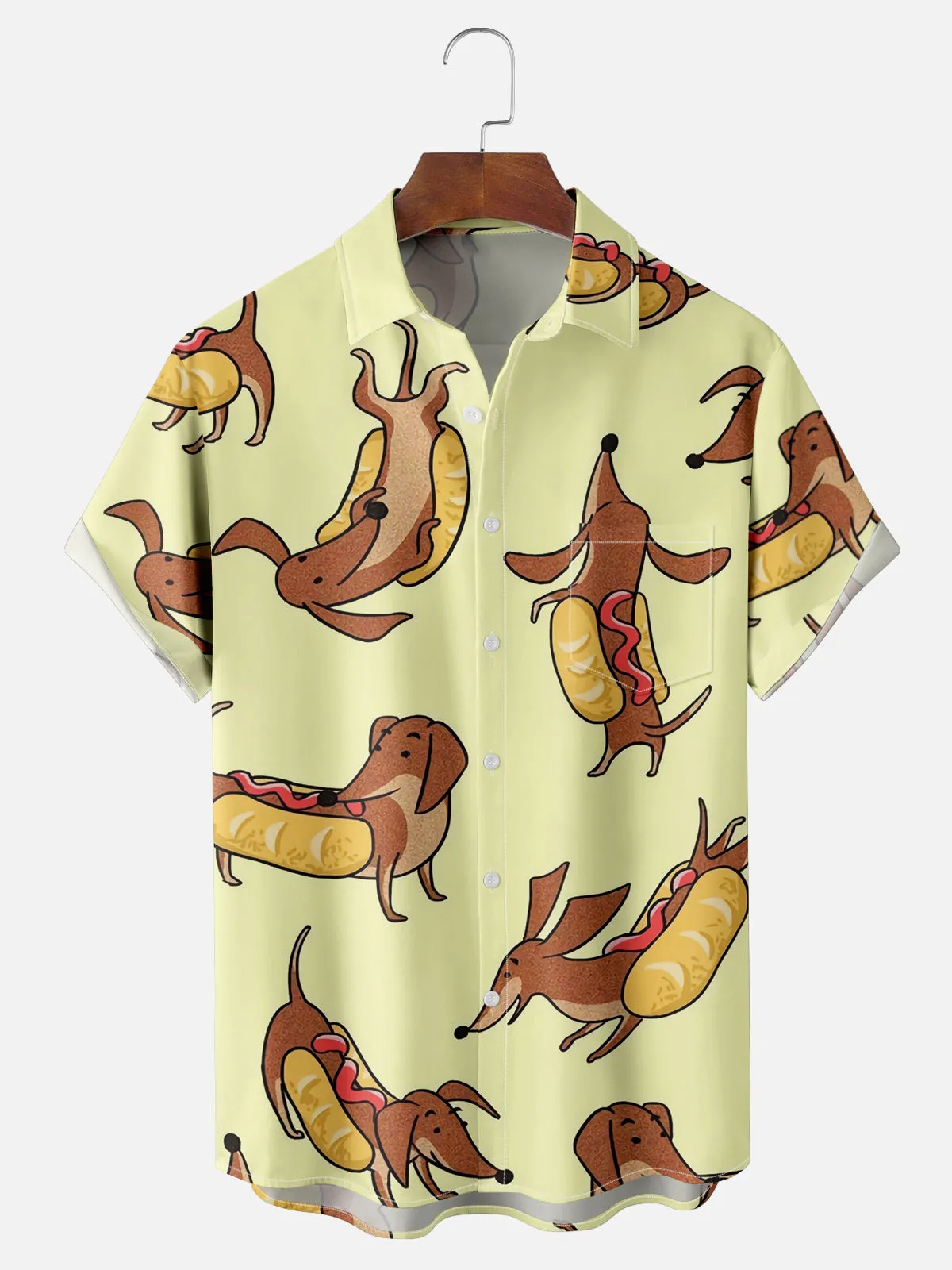 Men's Literal Hot Dogs Dachshund Short Sleeve Shirt