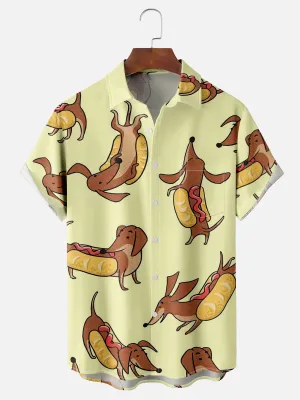Men's Literal Hot Dogs Dachshund Short Sleeve Shirt
